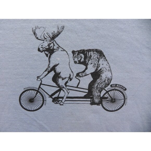 Momentum Outfitters Shirt Adult Large Moose‎ Bear Tandem On Bike Riding Mens - Picture 2 of 8